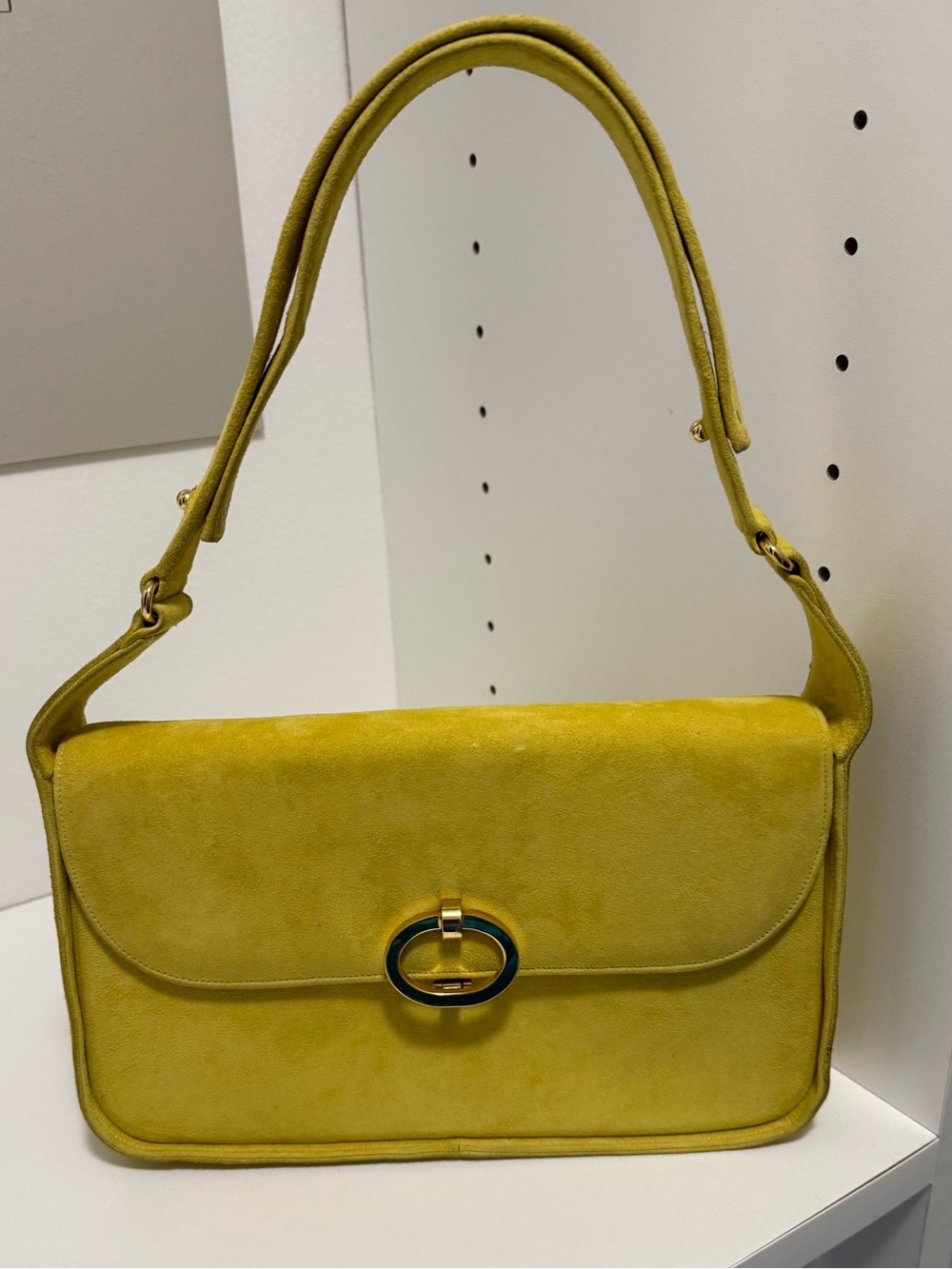 Saks Fifth Avenue yellow suede bag- short or long strap
